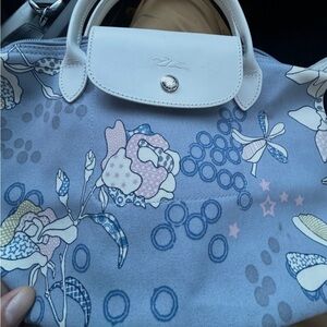Longchamp Blue and White Floral Mini Bag